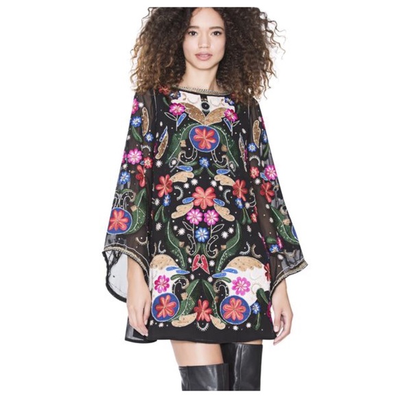ALICE + OLIVIA Eleonora Embellished Floral Dress - Picture 3 of 14